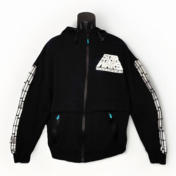 Star Wars Disney Parks Saga Collection Zip Hooded Jacket Large Puff Metallic Ink - Picture 1 of 10